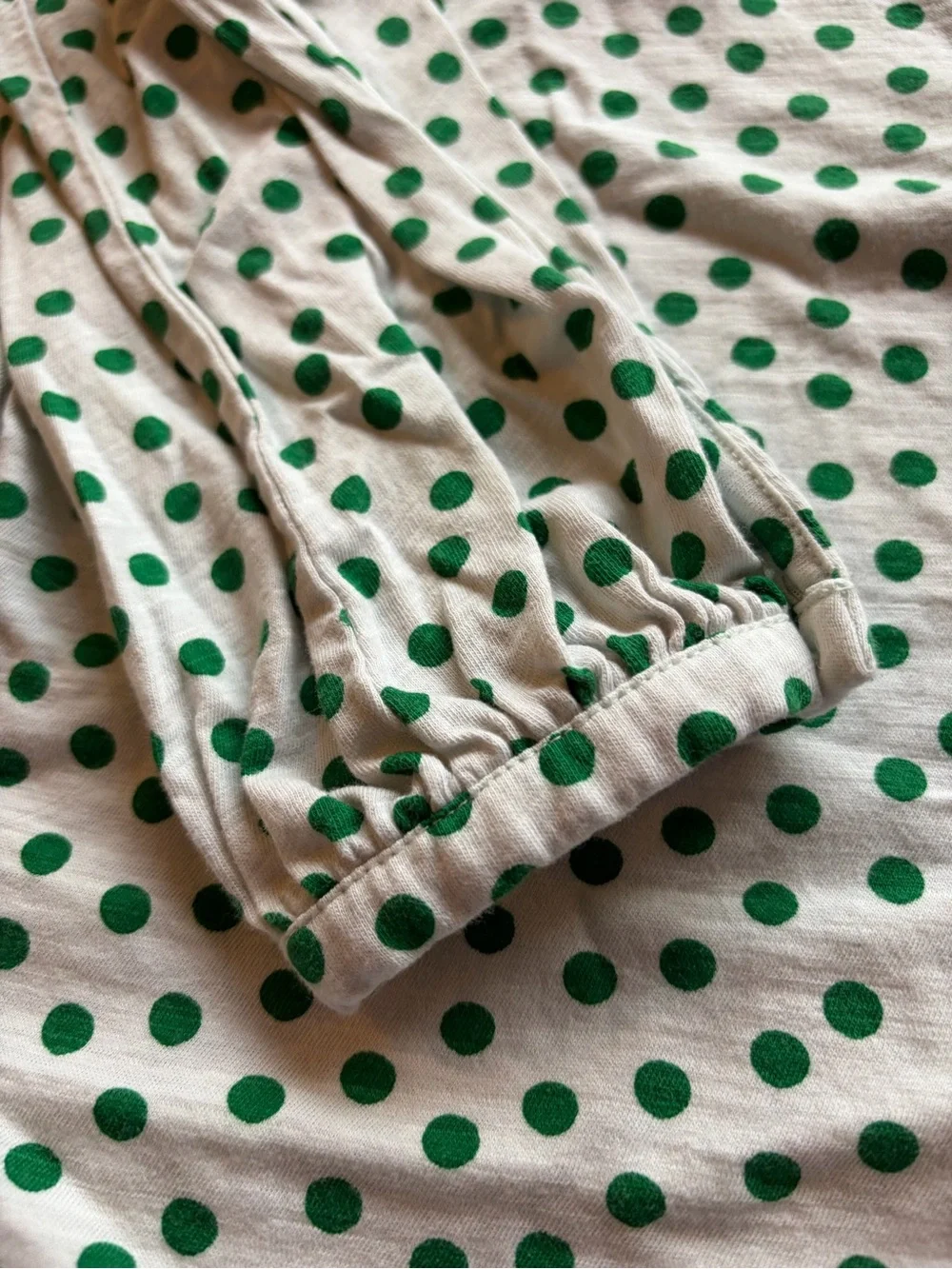 Boden White Blouse with Green Polka Dots